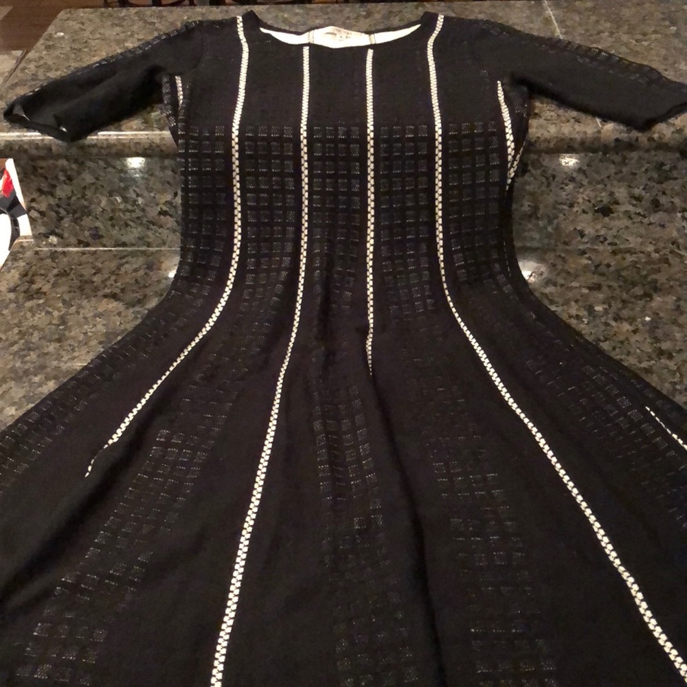 Black stripe sweater dress